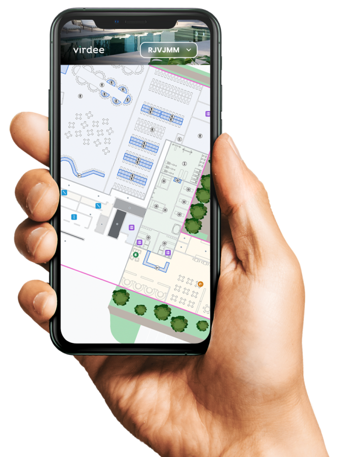 Mapspeople and Virdee - mobile app showing map of hotel