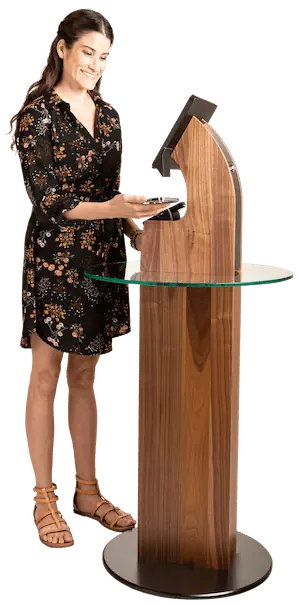 Guests quickly and easily check in at the Virtual Reception Kiosk