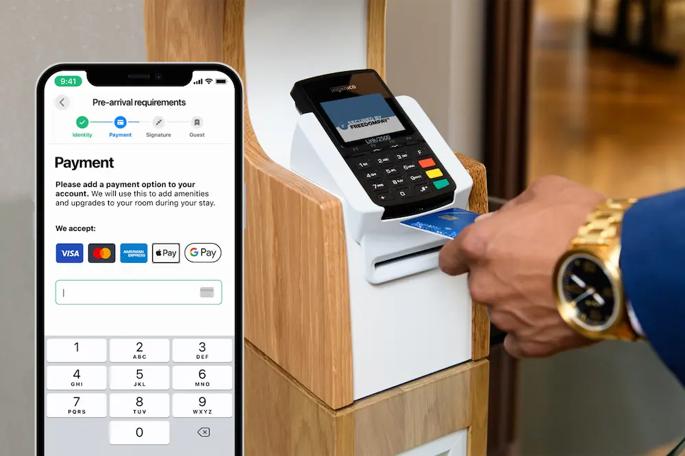 Payment is possible via mobile or kiosk, making digital check in a breeze
