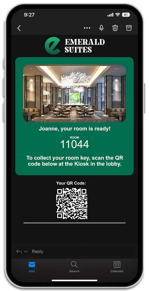 Room Ready Notifications let guests check in at any time