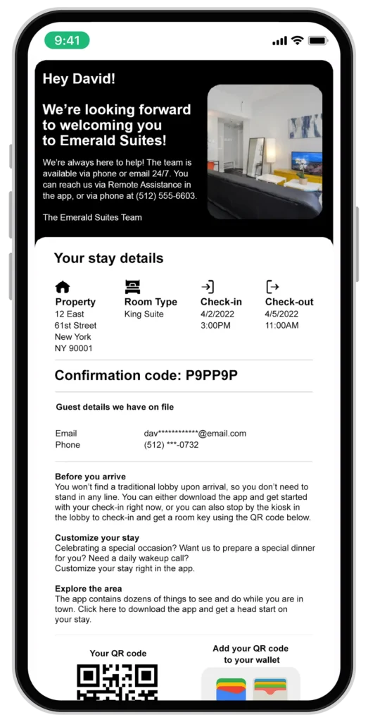 Guest welcome email