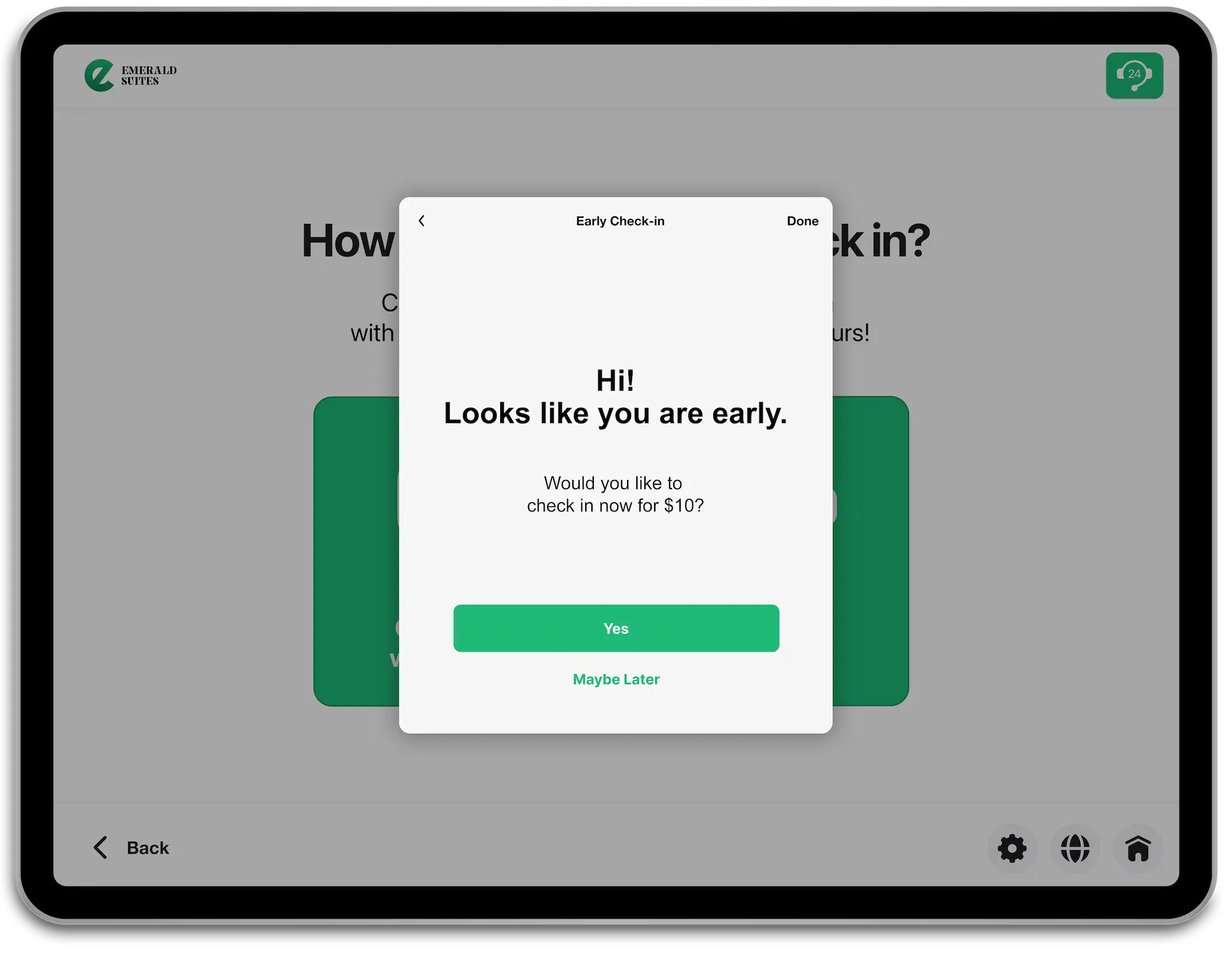 Early check-in upsell opportunity if guest is early